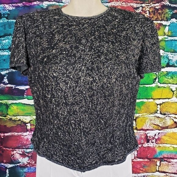 Papell Boutique Tops - Vintage Papell Boutique Black Evening Top, Medium